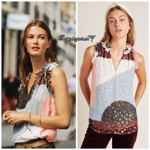 NWT, Anthropologie Fantasia Metallic Clip Dot Top